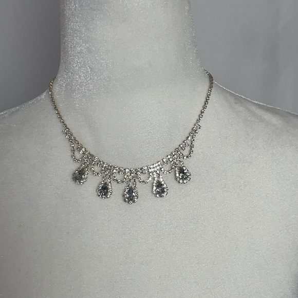 Faux Teardrop Diamond Necklace & Matching Earrings - Picture 2 of 7